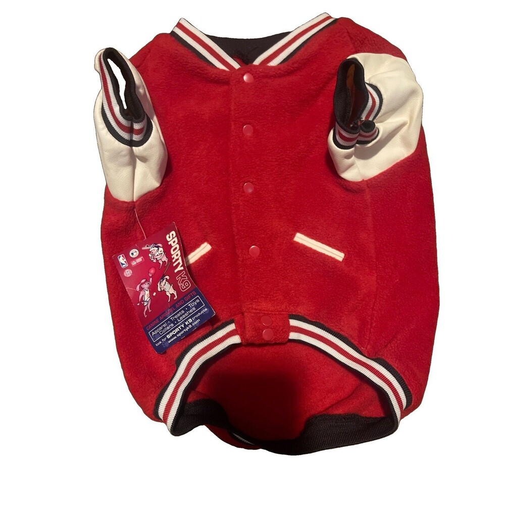 Sporty K9 NCAA Ohio State Buckeyes Dog Varsity Jacket (Medium)Red & White Coat